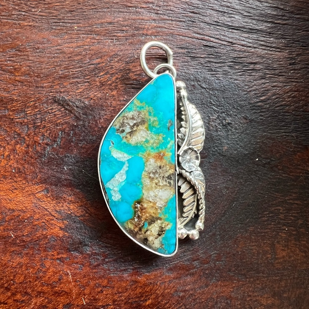 Native American Sterling Silver Turquoise Pendant